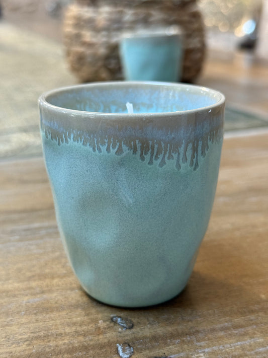 Bougie tasse turquoise